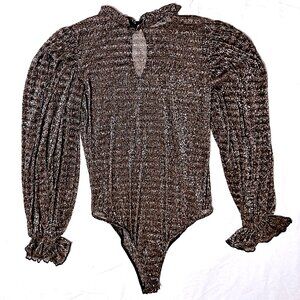 K • Glam Black and silver Blouse with measurements - no size found